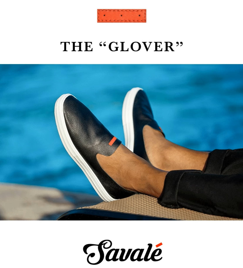 Glover / Black Full-Grain Leather / White